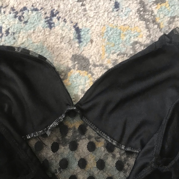 2/$10 Black Polka Dot Bodysuit Sheer Seethrough - Picture 5 of 6